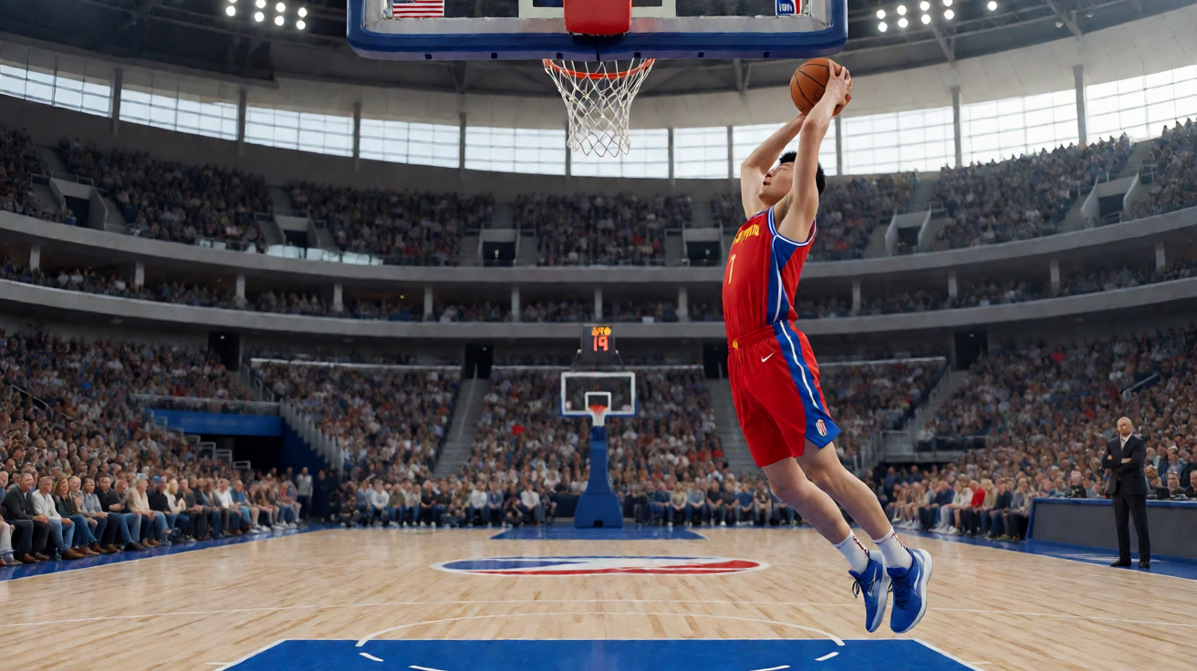 NBA篮球赛事展示球场与球员竞技画面